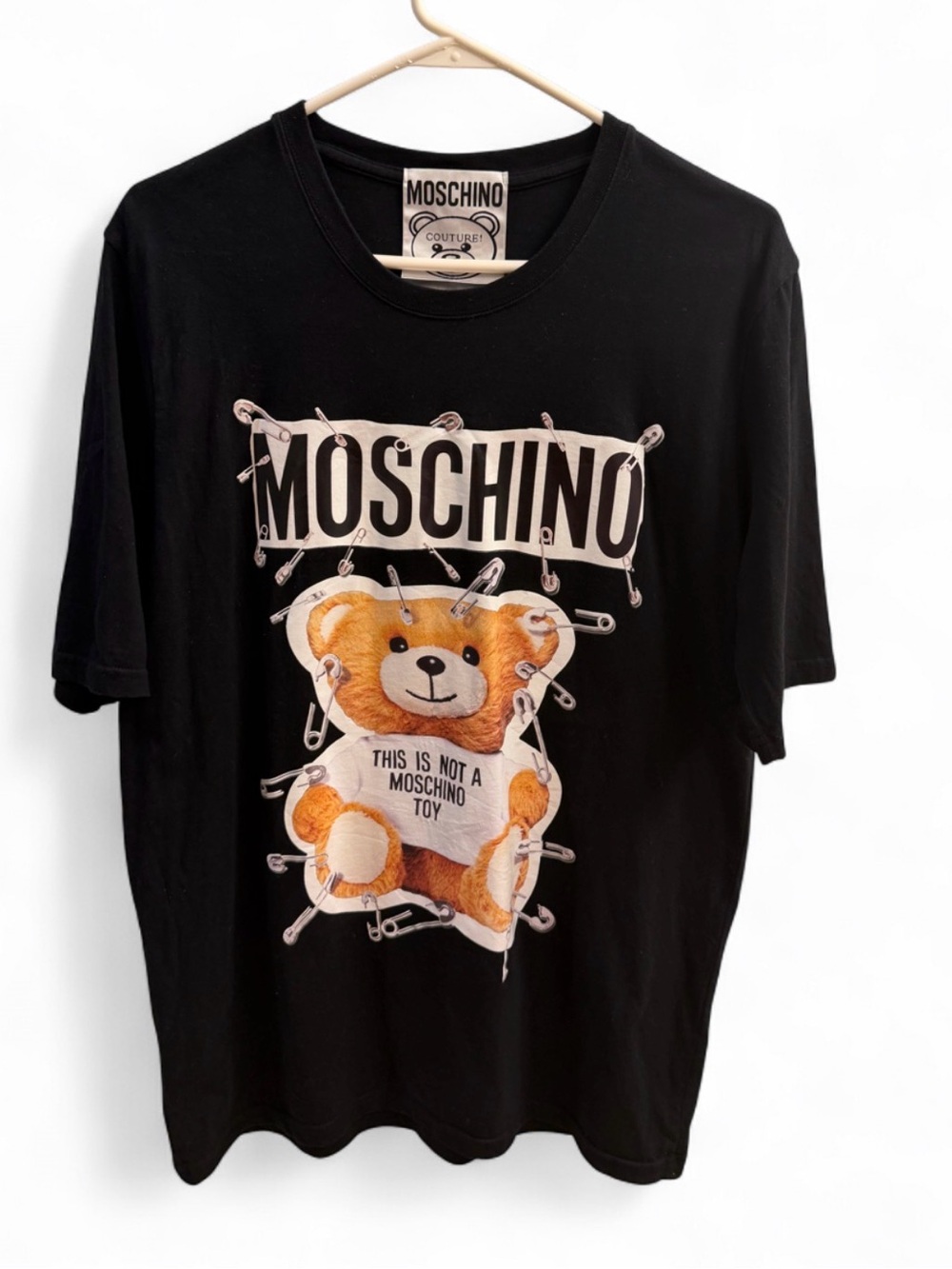 Moschino Couture Teddy Bear Safety Pin Graphic T-Shirt XL